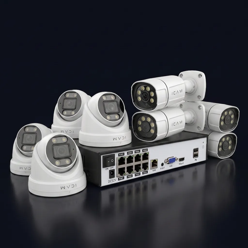 8-იანი 4MP IP POE სათვალთვალო კამერების კიტი + 8ch NVR